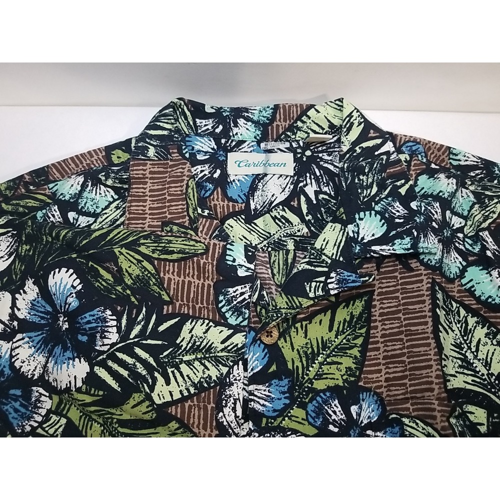 Caribbean Men's Button Up Short Sleeve Casual Hawaiian Shirt‎ XL